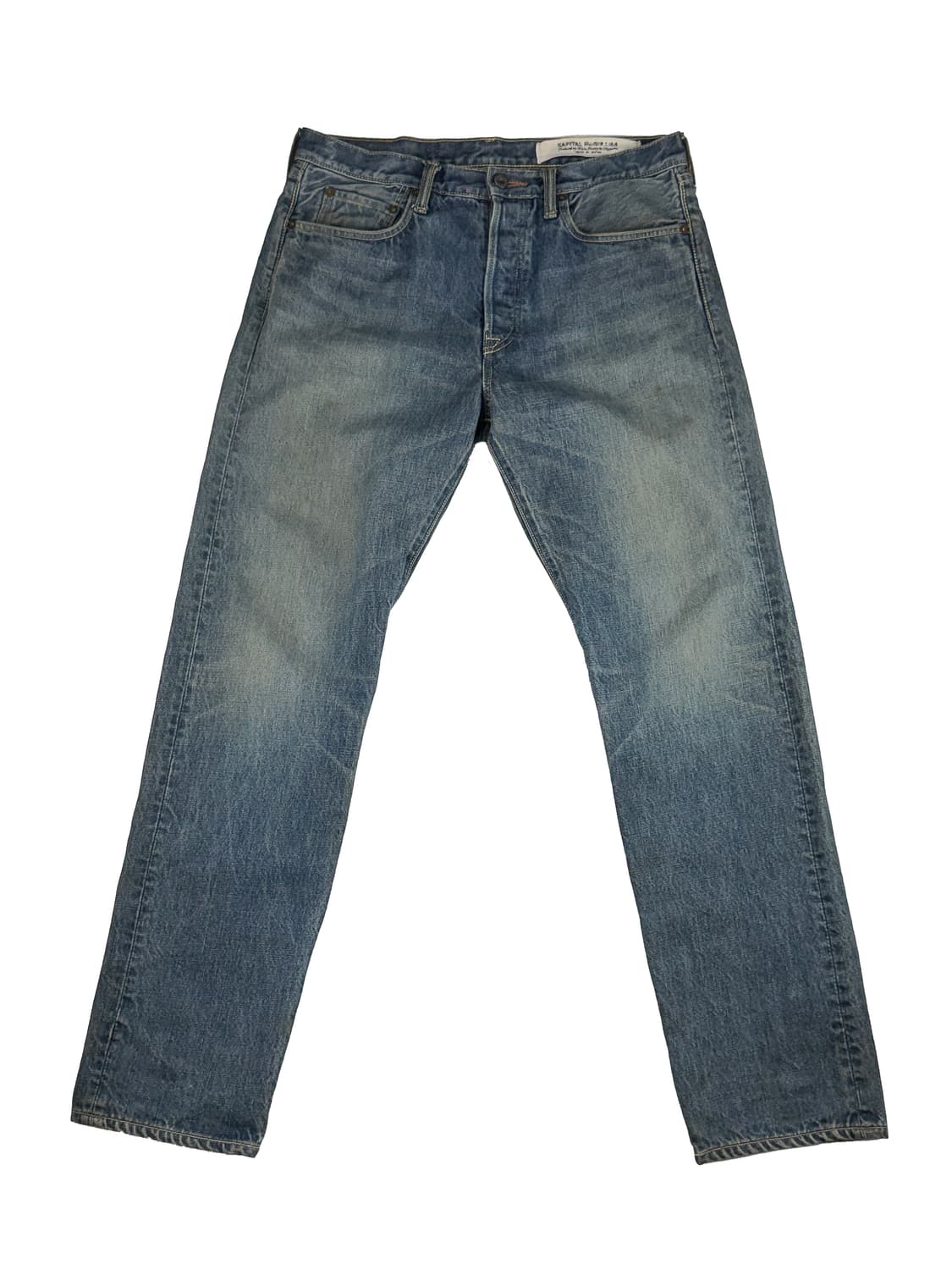 캐피탈 슬림 핏 스마일 자수 데님 팬츠 블루 상품이미지2