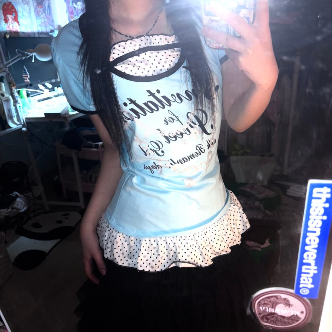 kawaii♡ Glitter Dot Layered Lettering T 상품이미지2