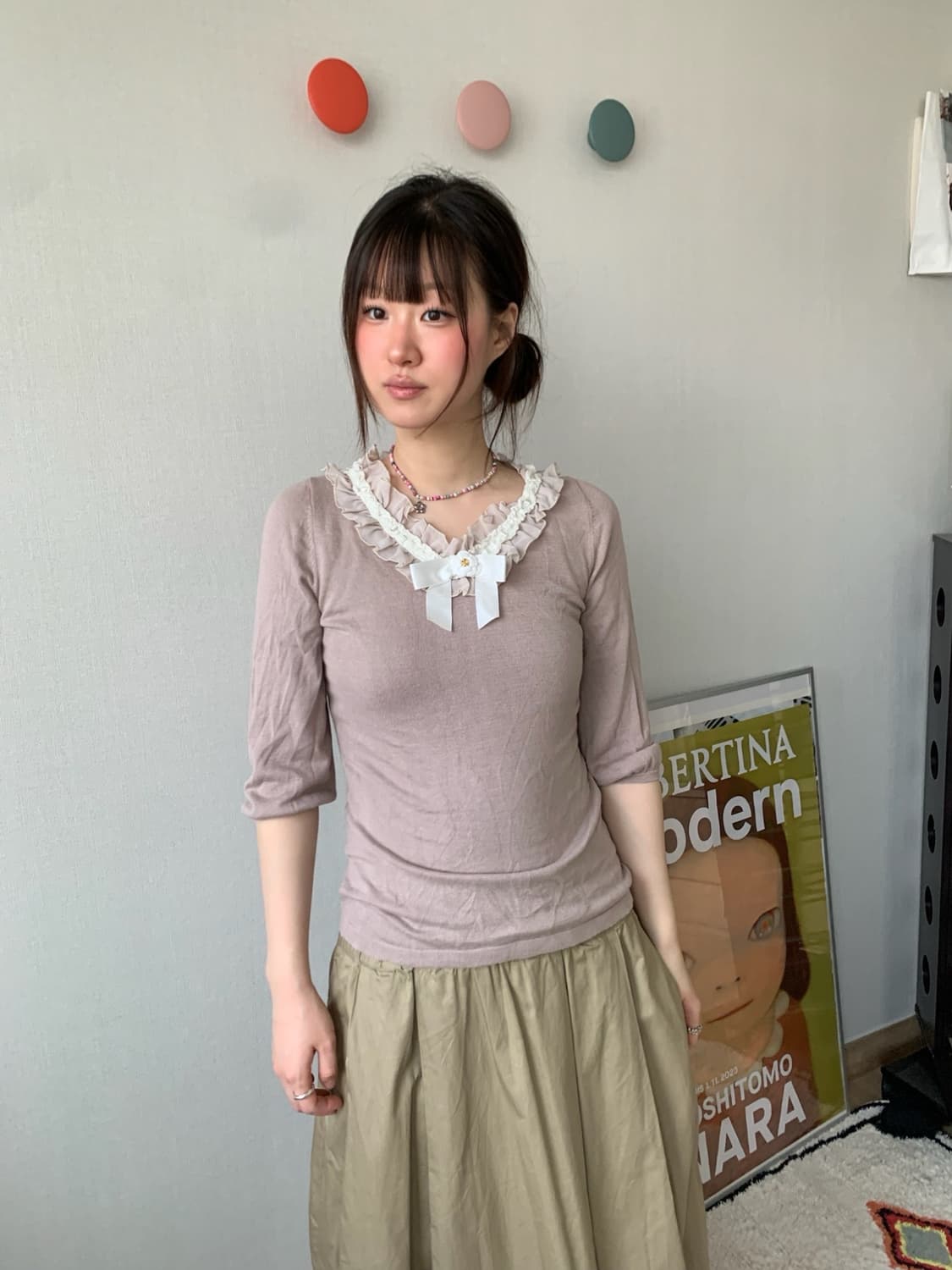 ruffle ribbon top 상품이미지1