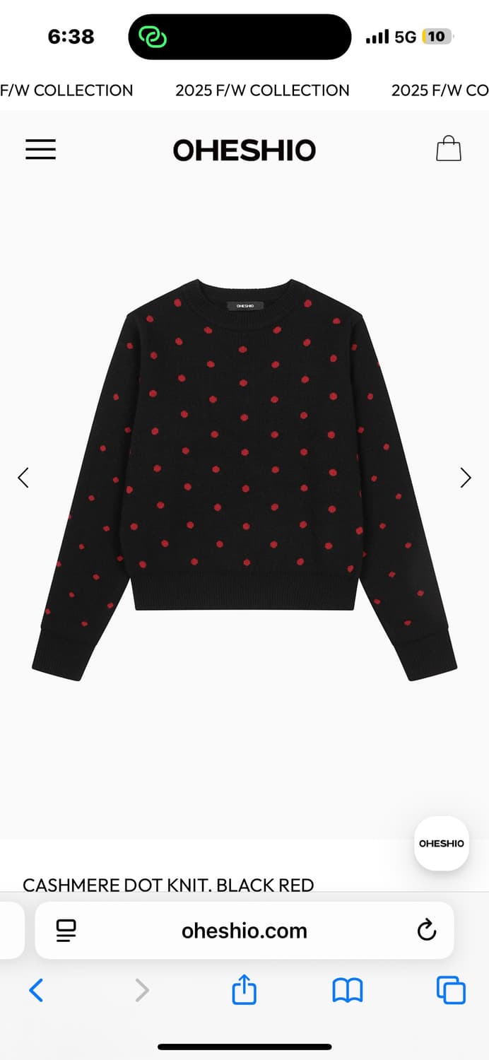 오헤시오 CASHMERE DOT KNIT, BLACK RED 상품이미지1