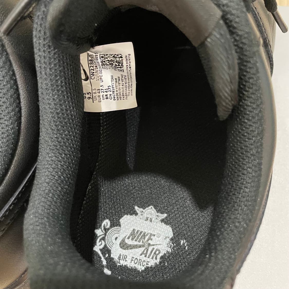 나이키 에어포스 1 '07 로우 트리플 블랙 CW2288-001 상품이미지7