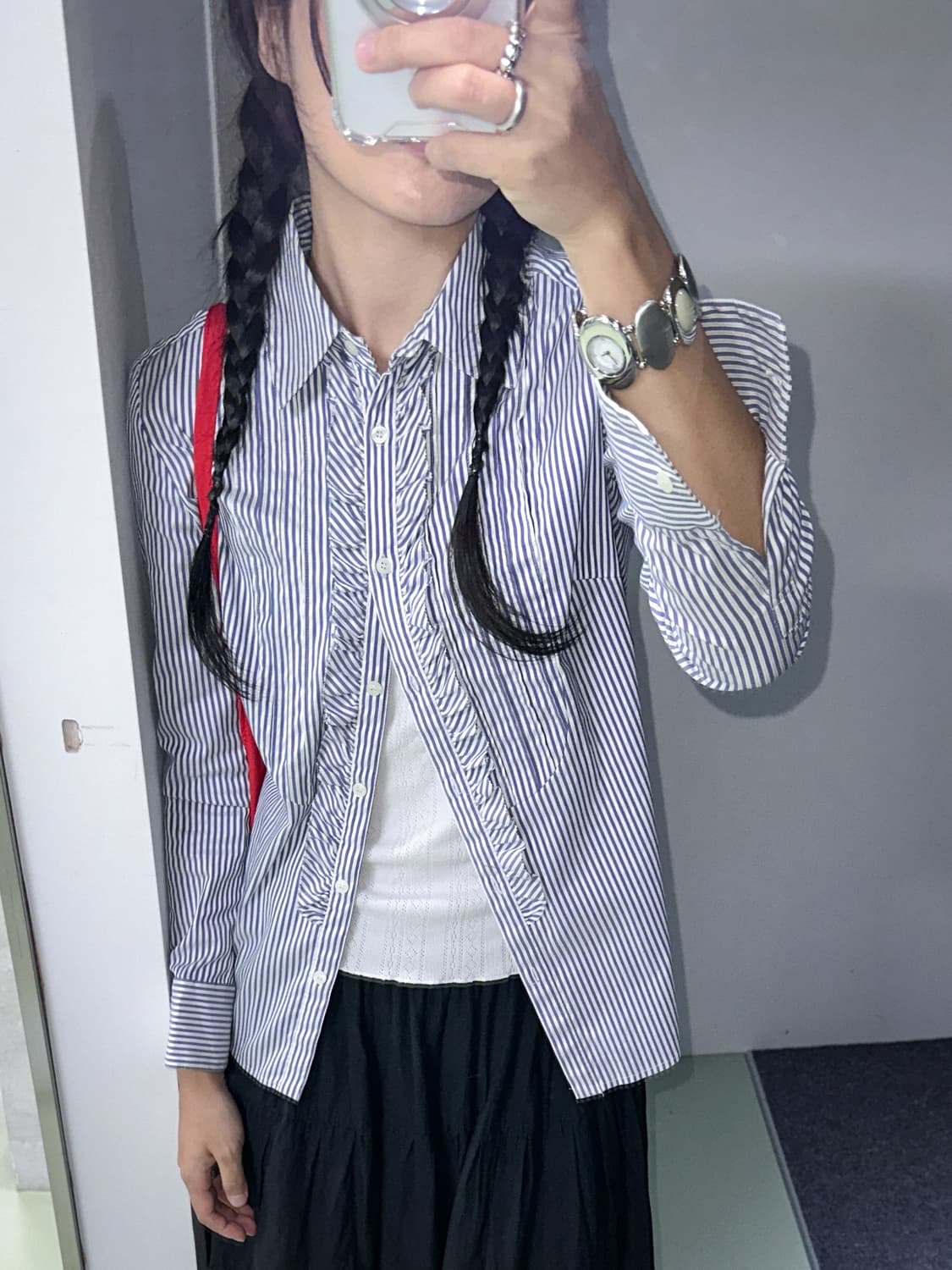stripes ruffle line shirt 상품이미지4