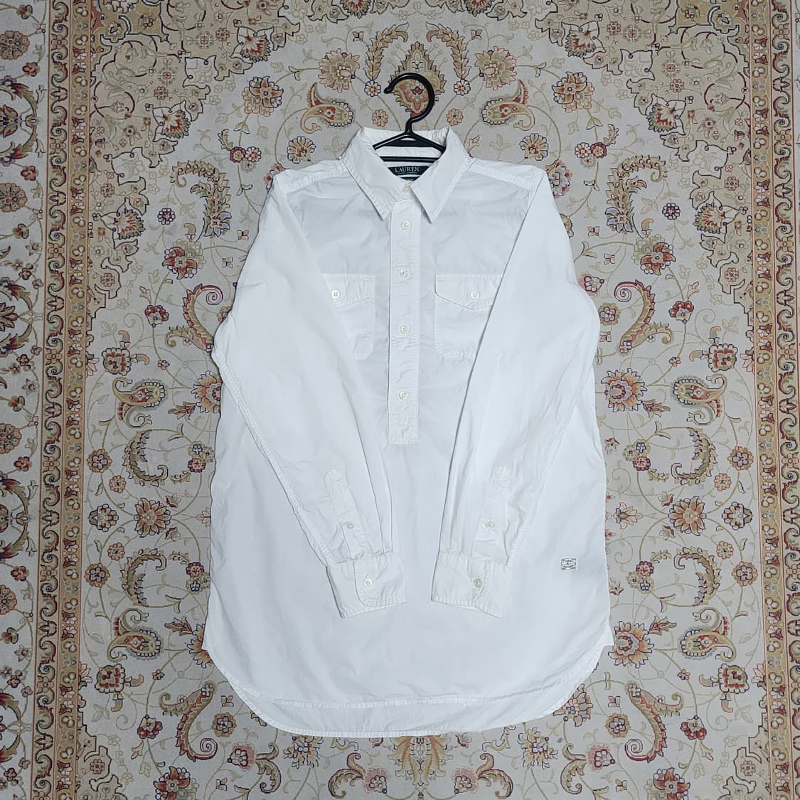 로렌 랄프로렌 여성 화이트 포켓 롱셔츠 s 상품이미지1