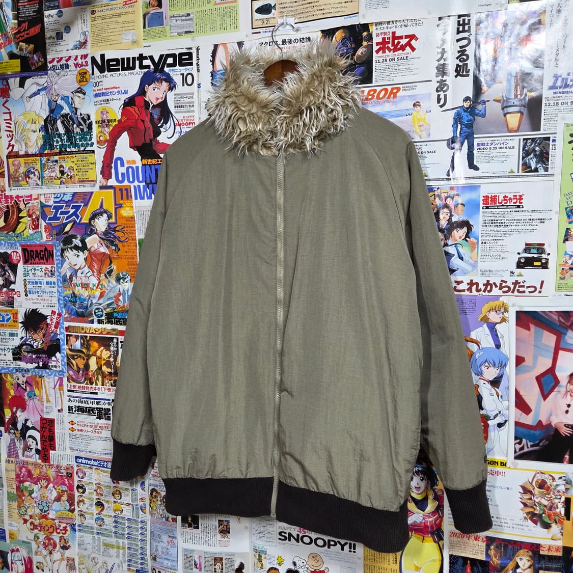 빈티지 에코 샤기 퍼 리버시블 카키 브라운 점퍼 상품이미지8