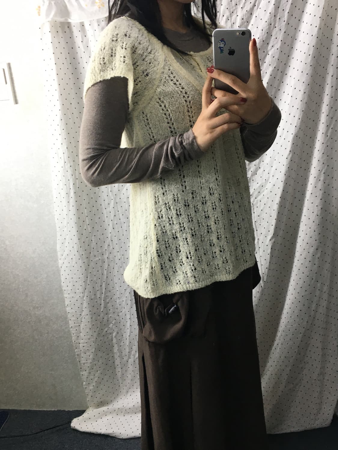 아이보리 반소매 니트 상품이미지4