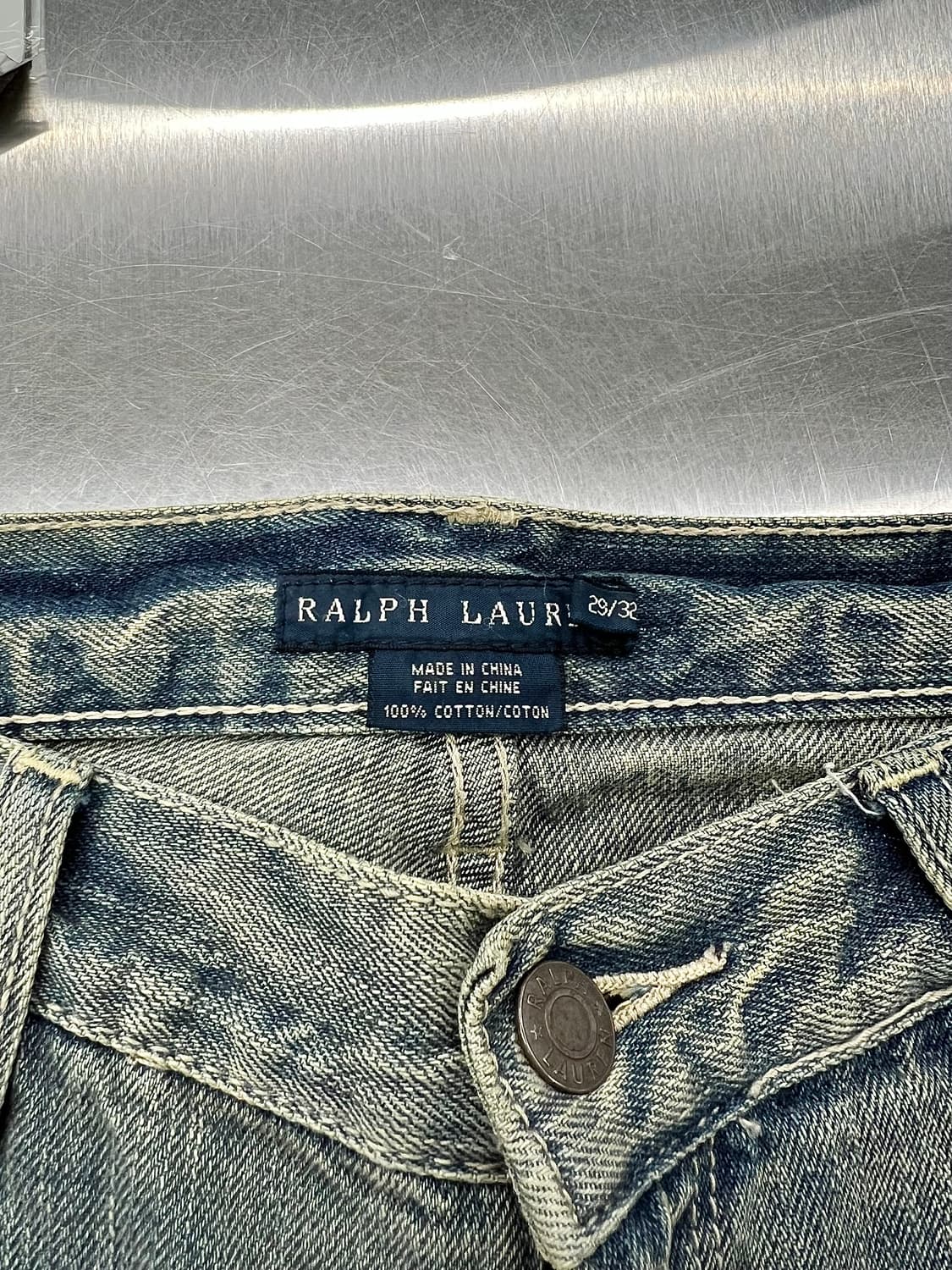 폴로 랄프로렌 덩가리 디스트레스 라이트 워시 플레어 데님 팬츠 상품이미지7