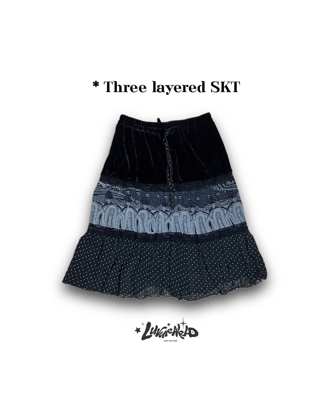 페이즐리 레이어드 미디 롱 스커트 모리걸 갸루 상품이미지1