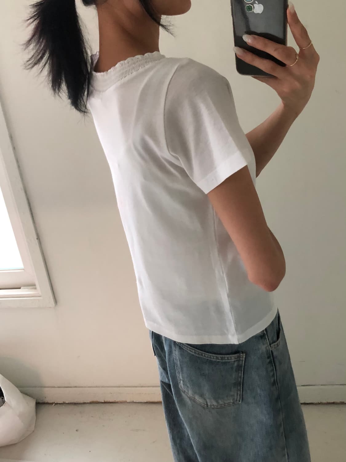 일본빈티지 셔링 브이넥 반팔티 상품이미지3