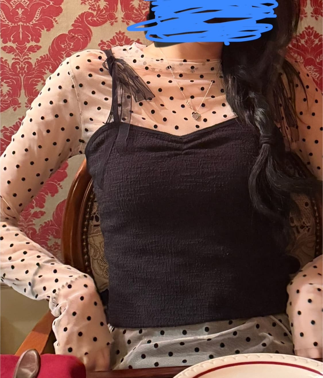 모디무드 도트 시스루 티셔츠 상품이미지3