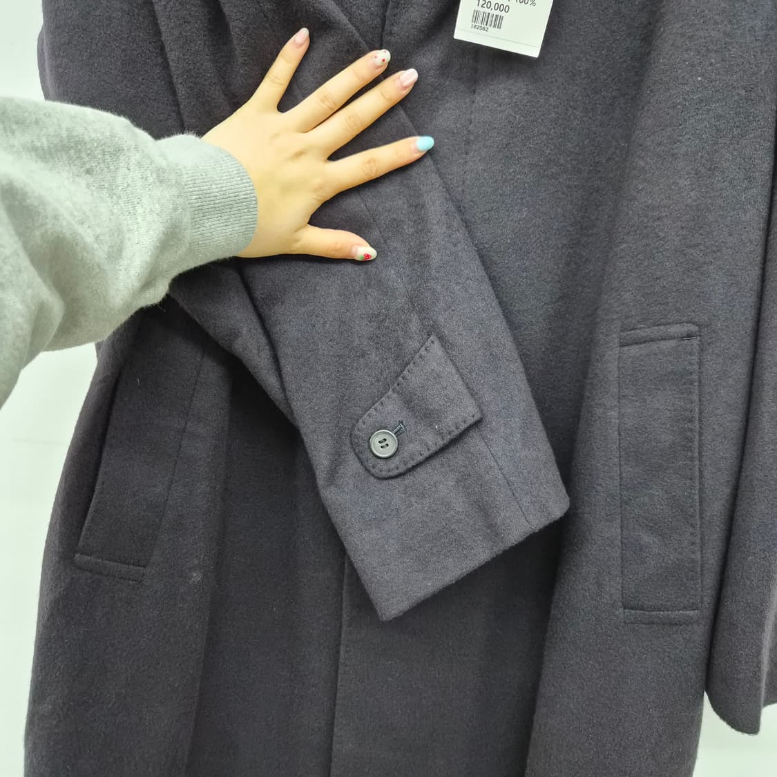 캐시미어 100% 블랙 롱 코트 남녀공용 M 상품이미지4