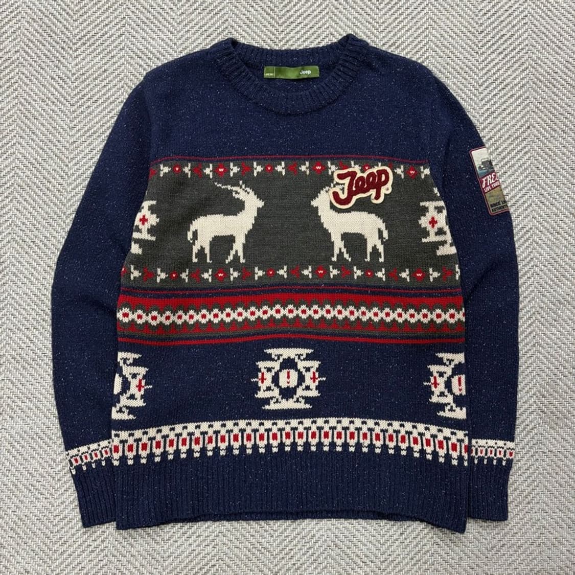 지프 패턴 라운드넥 니트 v2354 상품이미지1