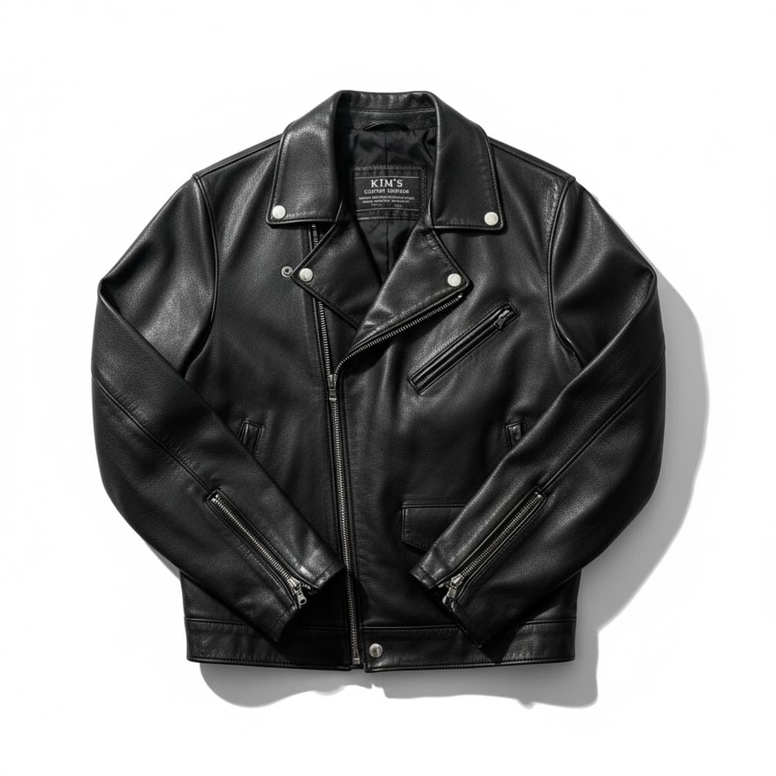 KIM'S 블랙 레더 라이더 자켓 상품이미지1
