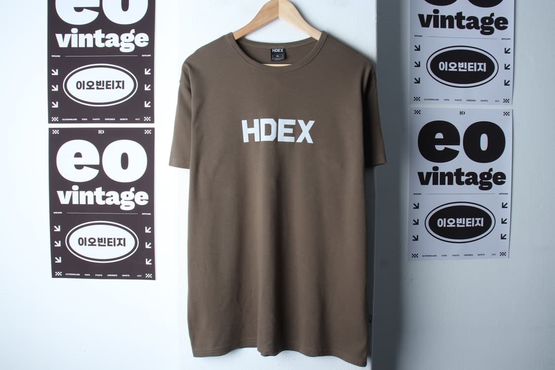 (XL-2XL) 에이치덱스 반팔 티셔츠 빅로고 카키 스판-H32399 상품이미지2