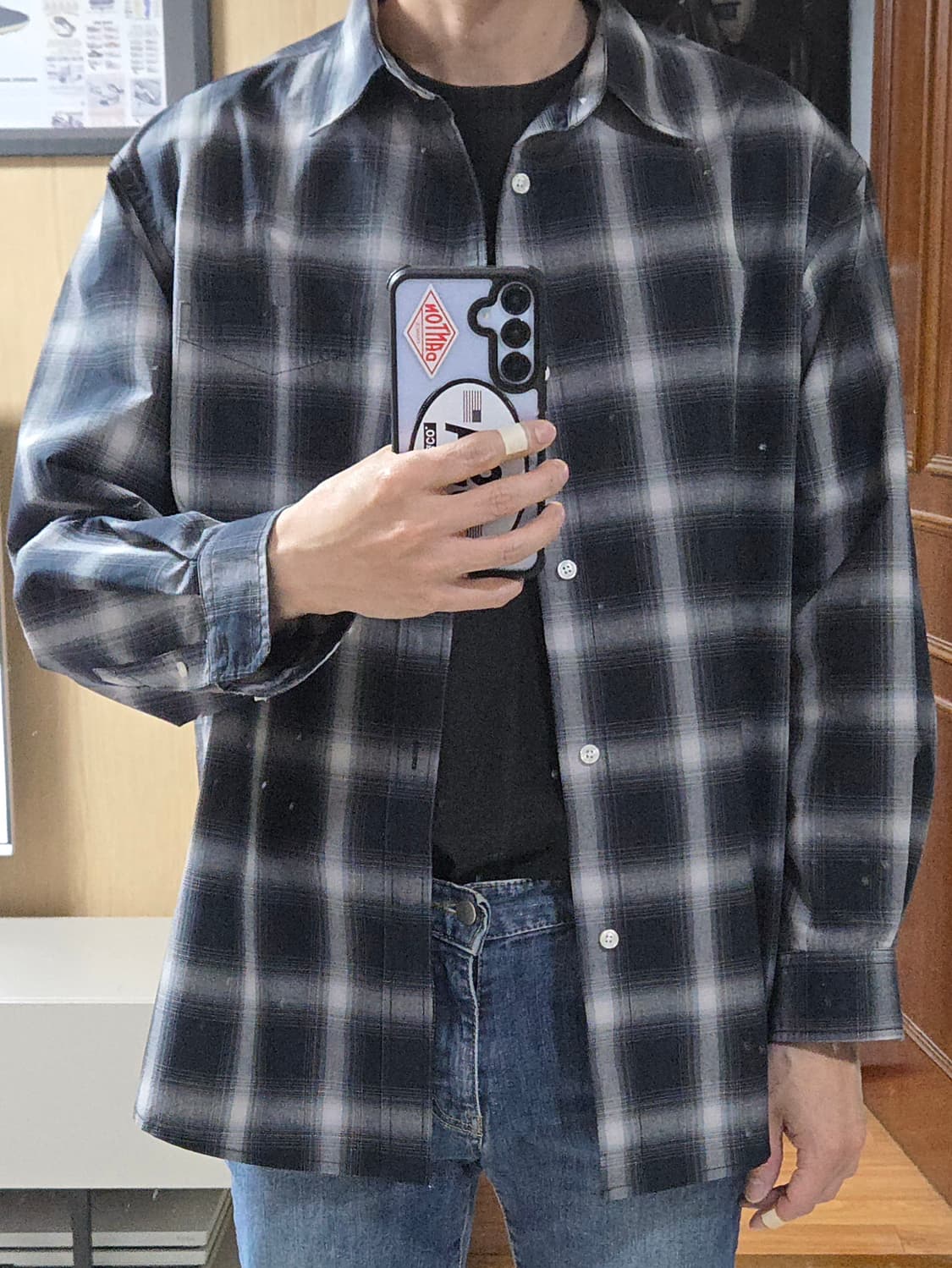 (착샷) 프릭스스토어 체크 셔츠 옴브레 상품이미지8