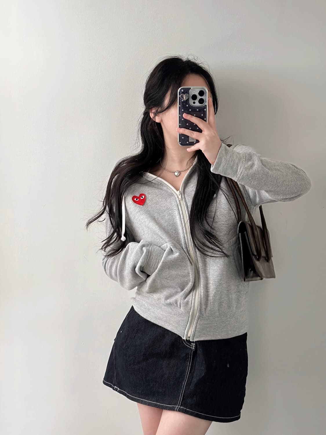 꼼데가르송 레드와펜 멜란지그레이 후드집업  상품이미지3