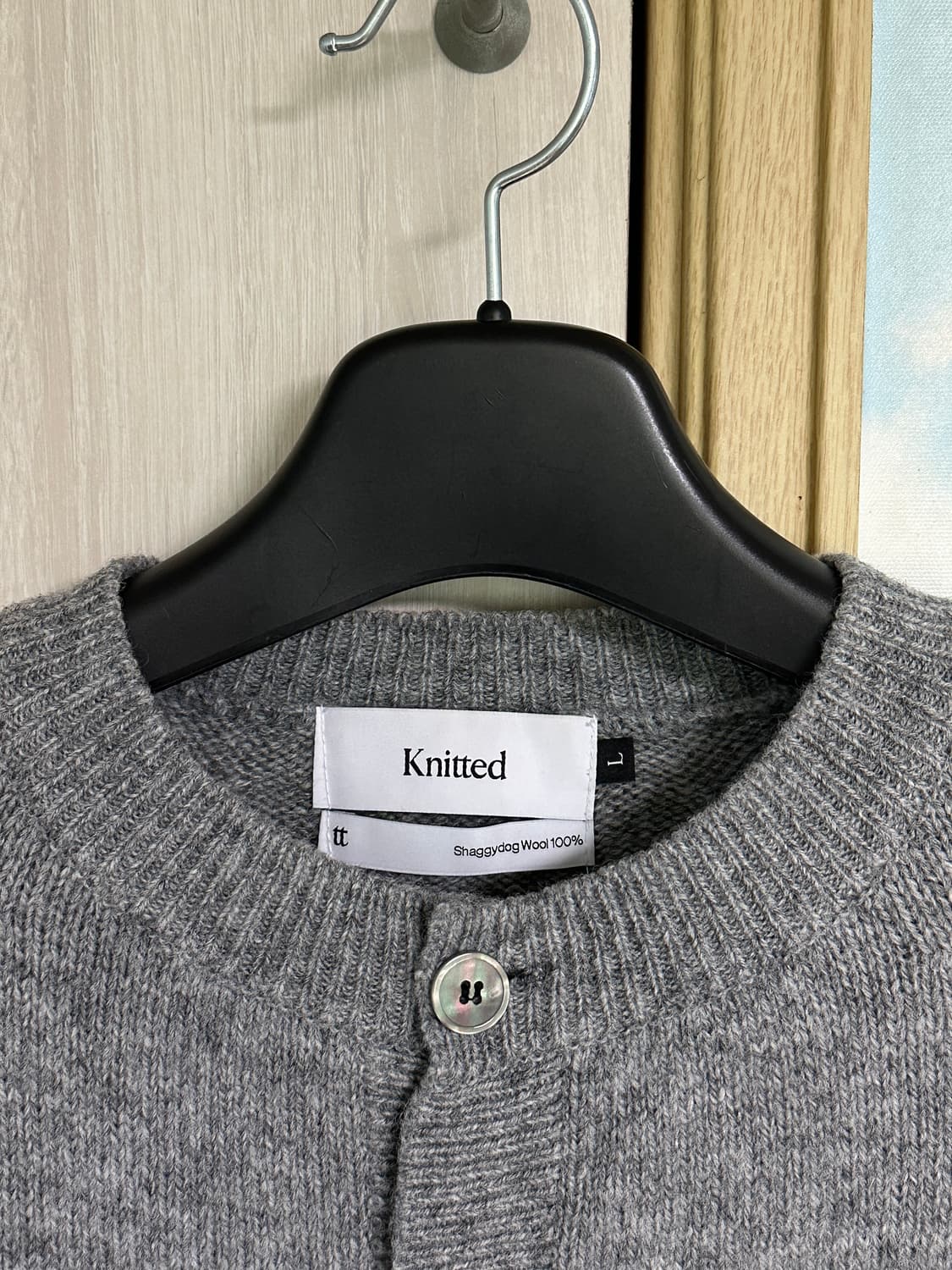 (L) 니티드 쉐기독 울 100% 라운드 가디건 GREY 상품이미지3