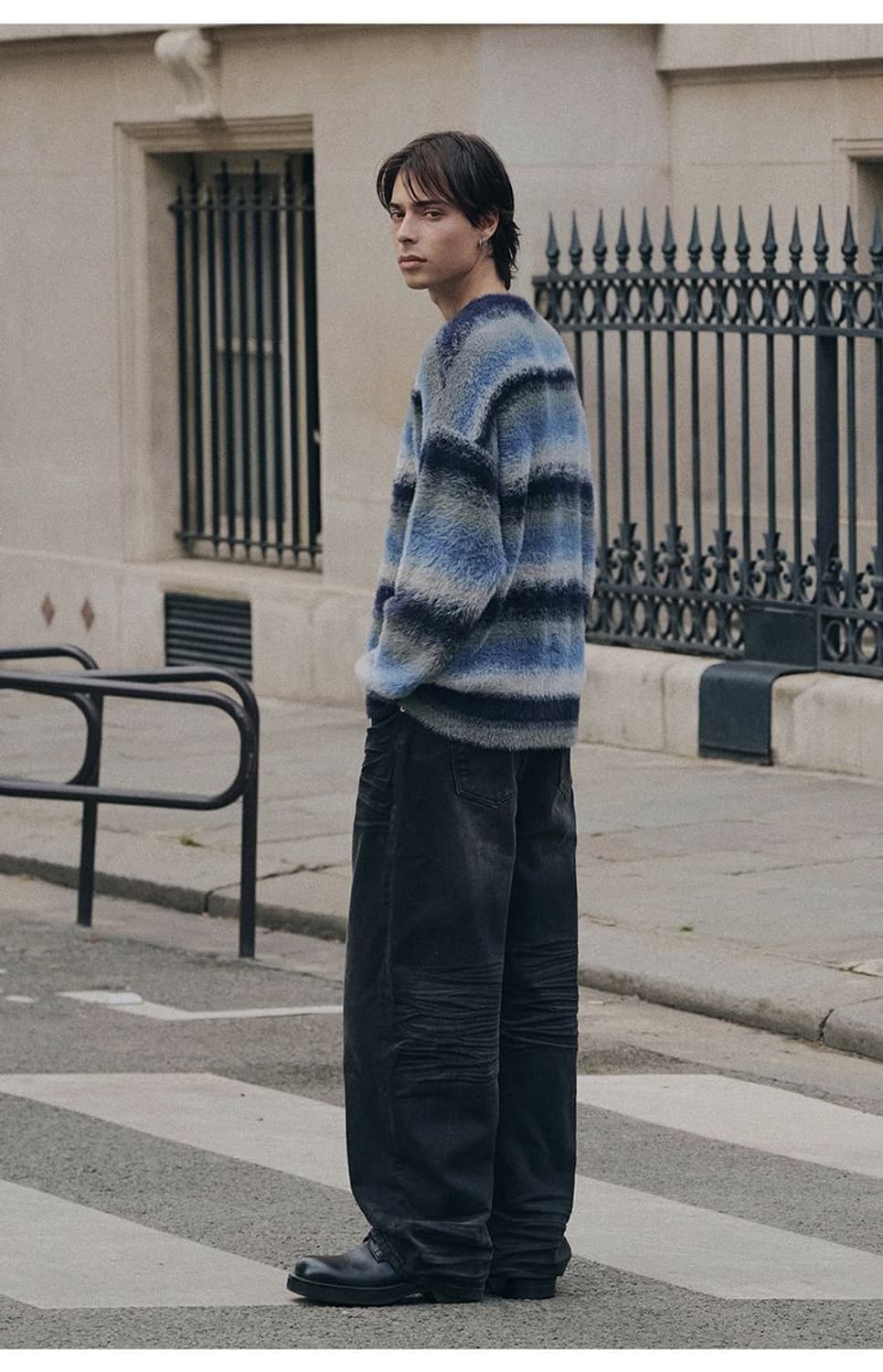 [L] ANOLORCODE 어널러코드 스트라이프 멀티 니트 상품이미지2