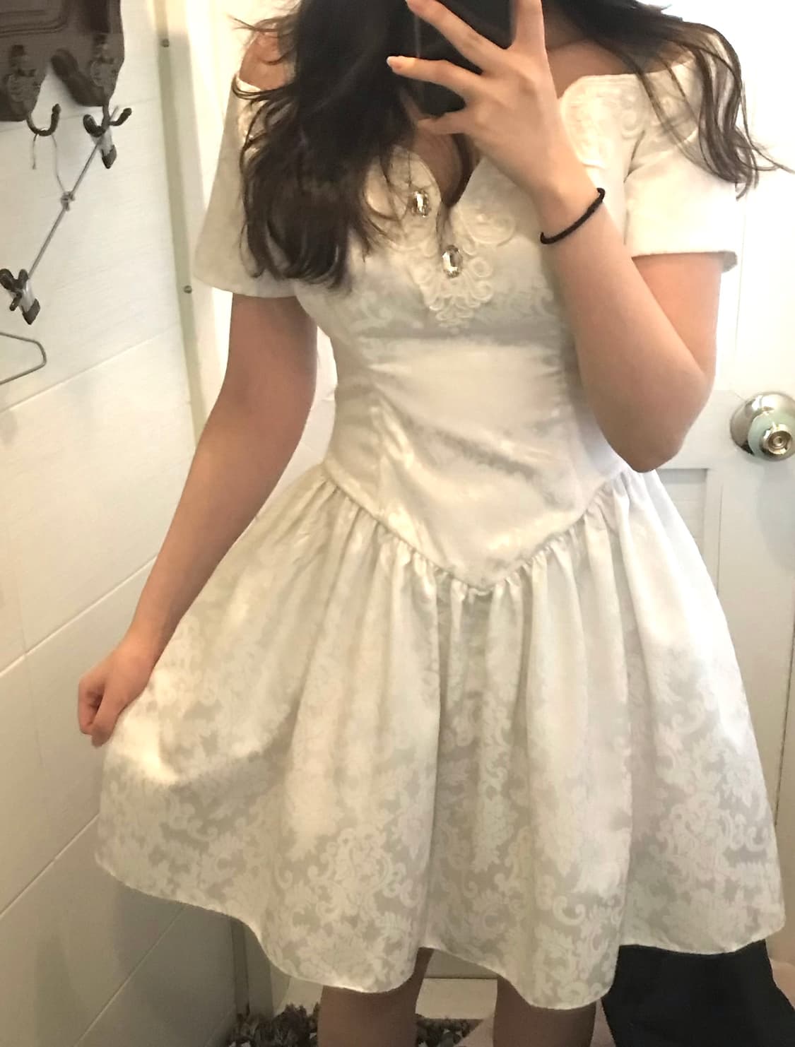GUNNE SAX 거니섹 빈티지 화이트 레이스 오프숄더 원피스 상품이미지3