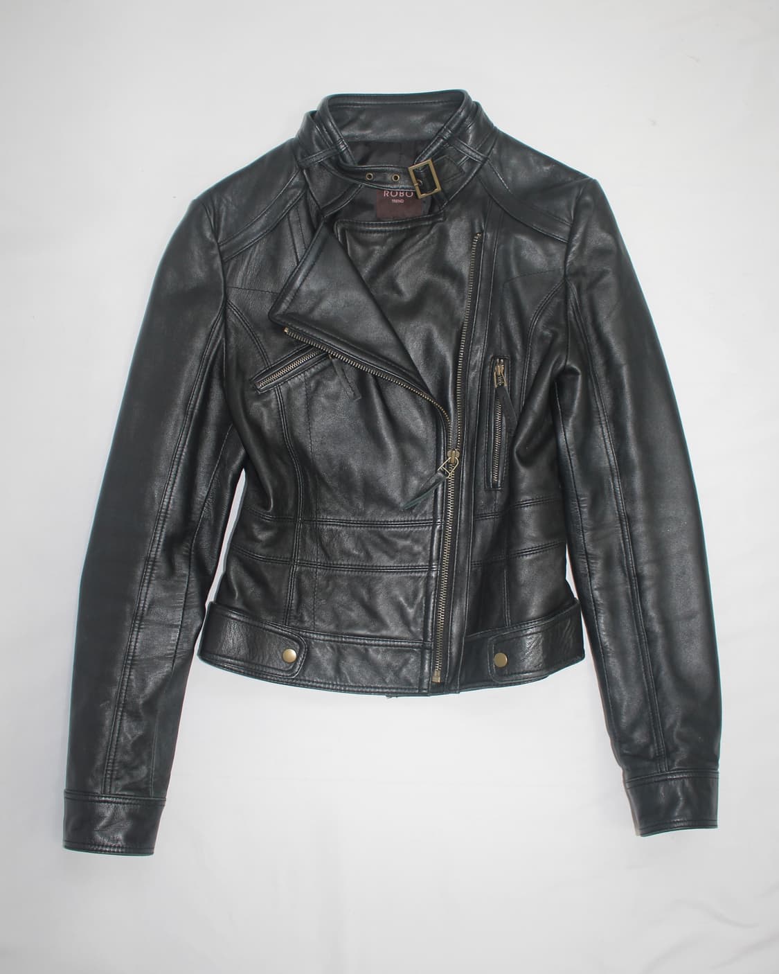Leather skin-black diagonal lamb jacket 상품이미지3