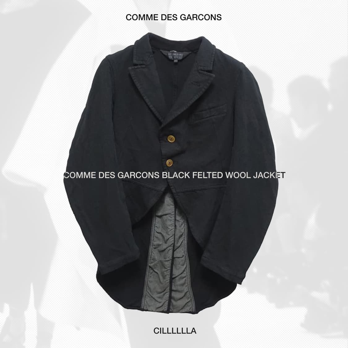 [S] COMME DES GARCONS 꼼데가르송 블랙 축융 울 자켓 상품이미지1