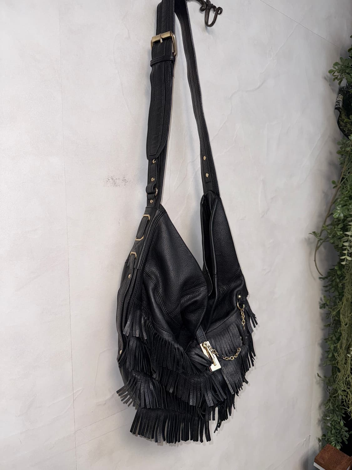 Black western fringe chain buckle bag 상품이미지2