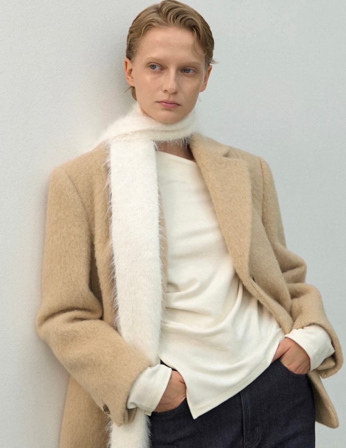 [새상품] 아틀리에 나인 ASH 오블리크 라인 티셔츠 (아이보리) 상품이미지2