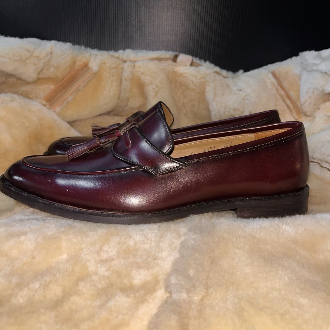 미사용 전시품 국내 테일러샵 수제화 버건디 태슬 로퍼  상품이미지2