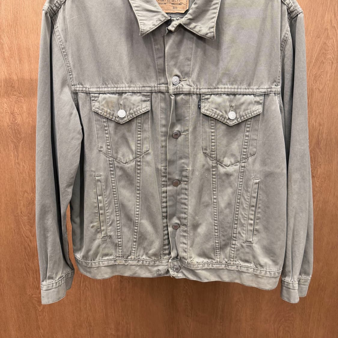 리바이스 코튼 트러커 자켓 투 포켓 디테일 레귤러핏 라이트 카키 상품이미지5