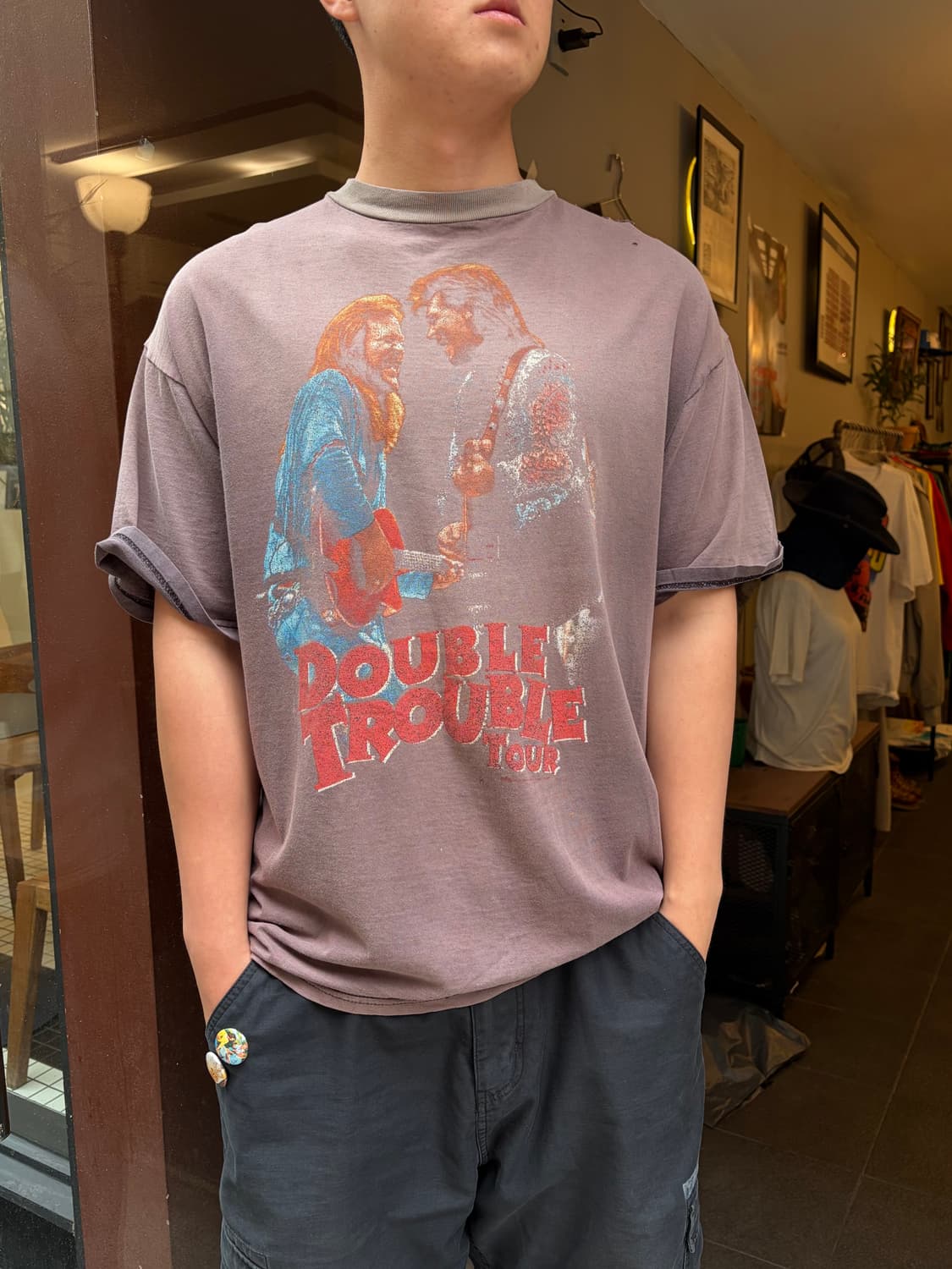 90‘s Double Trouble tour hard faded T-sh 상품이미지3