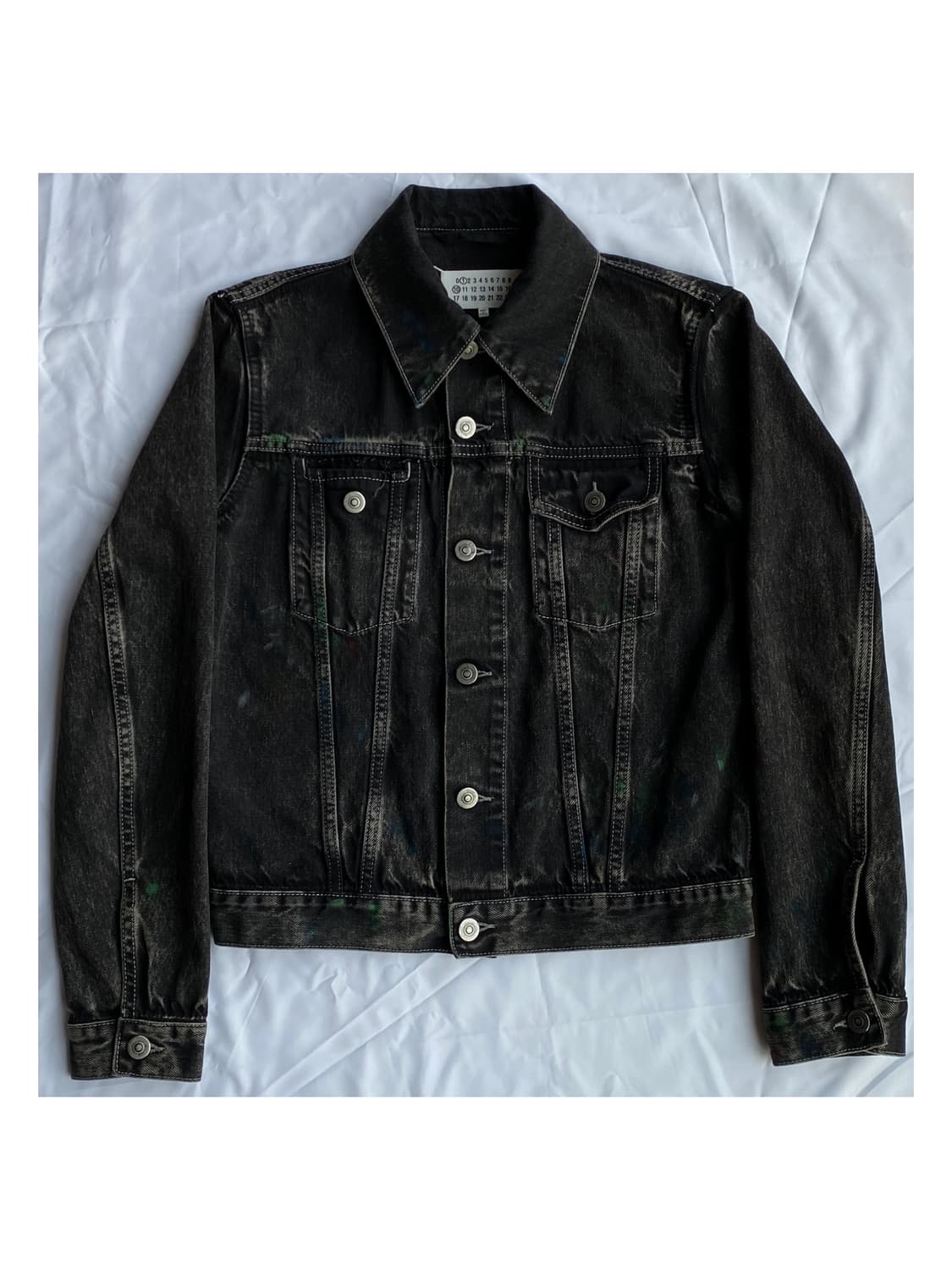 마르지엘라 백스티치 블랙 페이팅 워싱 데님 자켓 아카이브 청자켓 상품이미지2