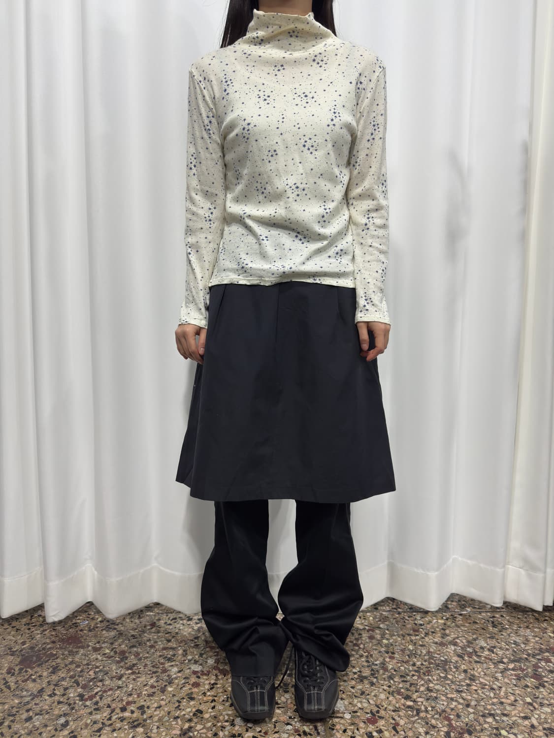 dark navy midi skirt 상품이미지2
