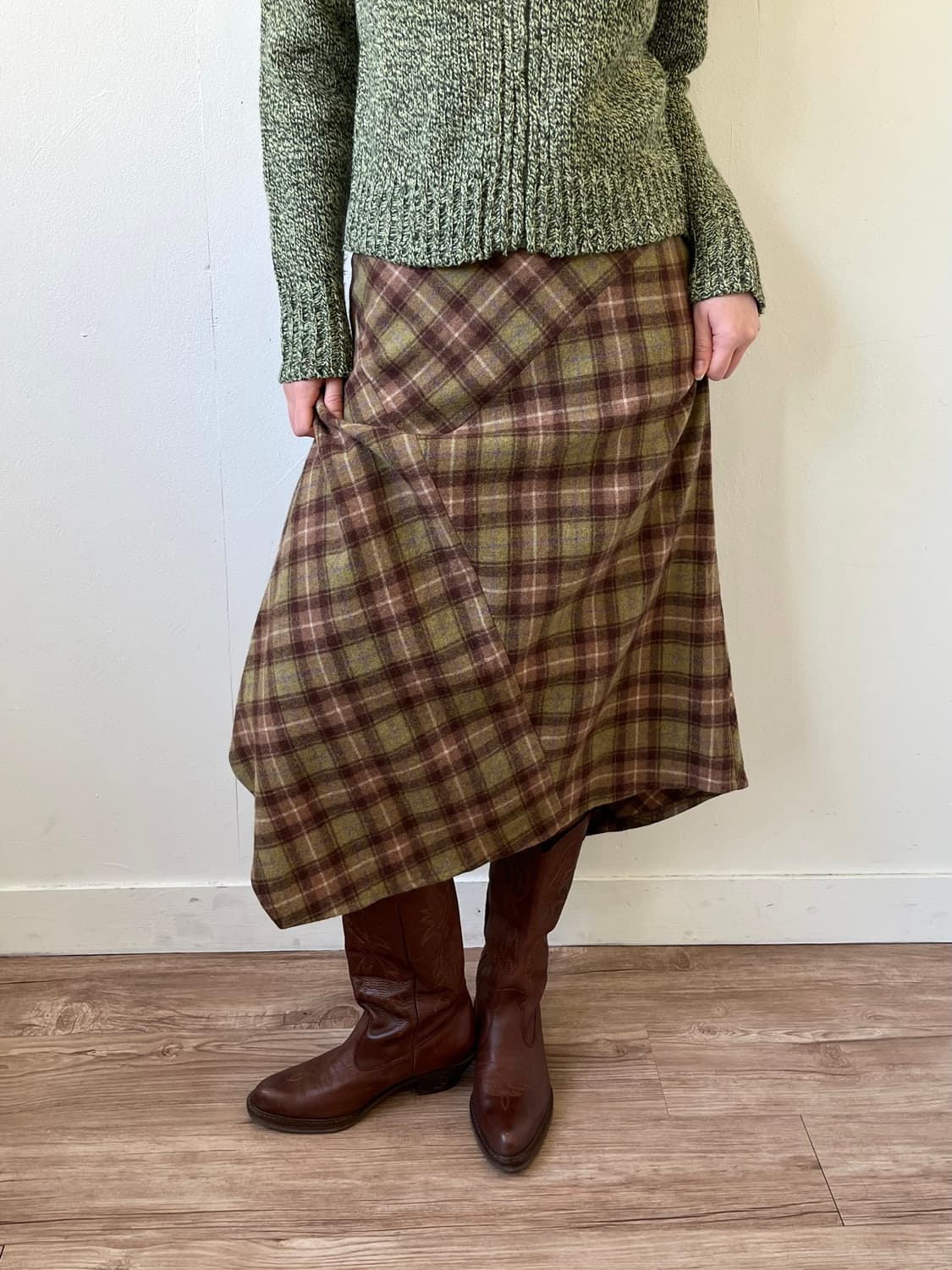 Japan vtg 크로스 체크 울 스커트 상품이미지5
