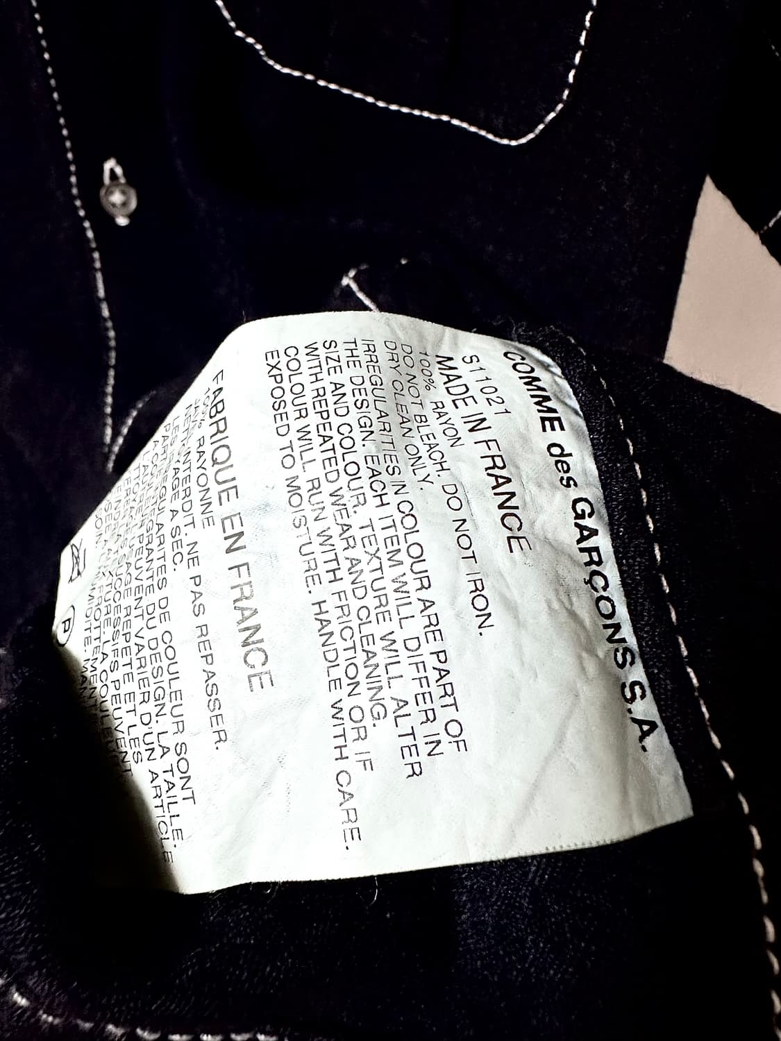 COMME des GARÇONS 스티치 오픈카라 셔츠 상품이미지6
