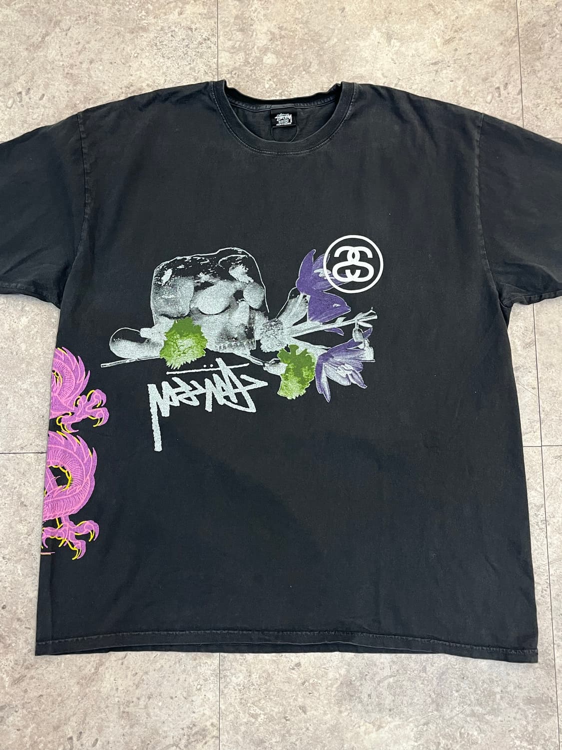 스투시 스트라이크 피그먼트 다이드 반팔티 블랙 2XL #csz3846 상품이미지4