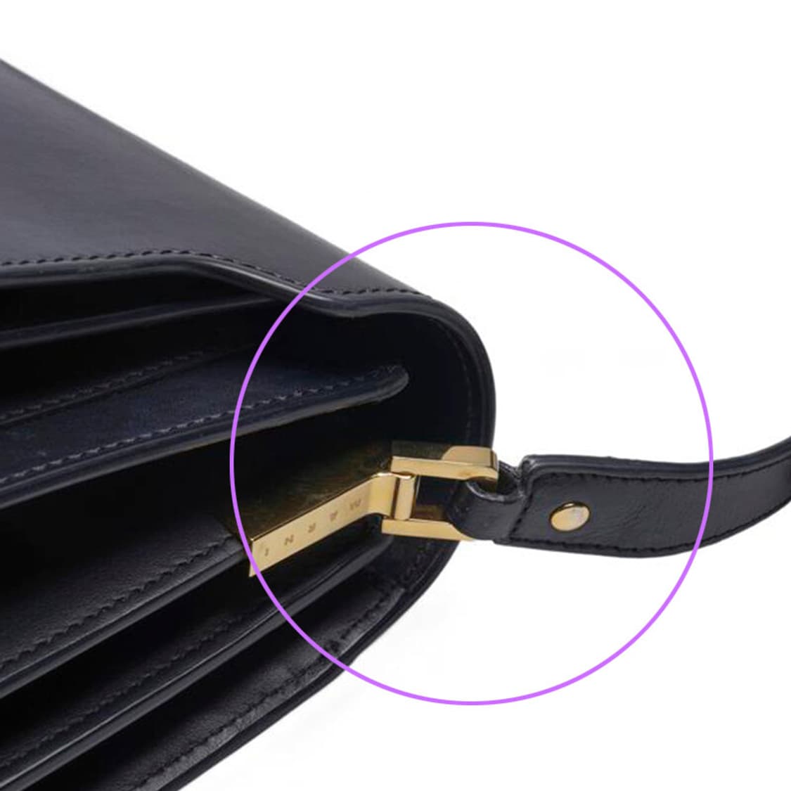 (중고) 마르니 블랙 카프스킨 트렁크 미듐 숄더백 상품이미지9