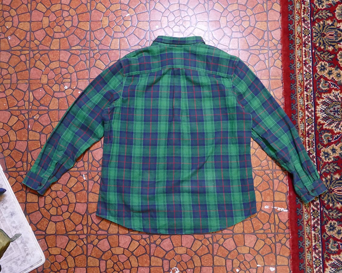 [XL] L.L. Bean. 엘엘빈 체크 플란넬 빈티지 코튼 셔츠 그린 상품이미지2