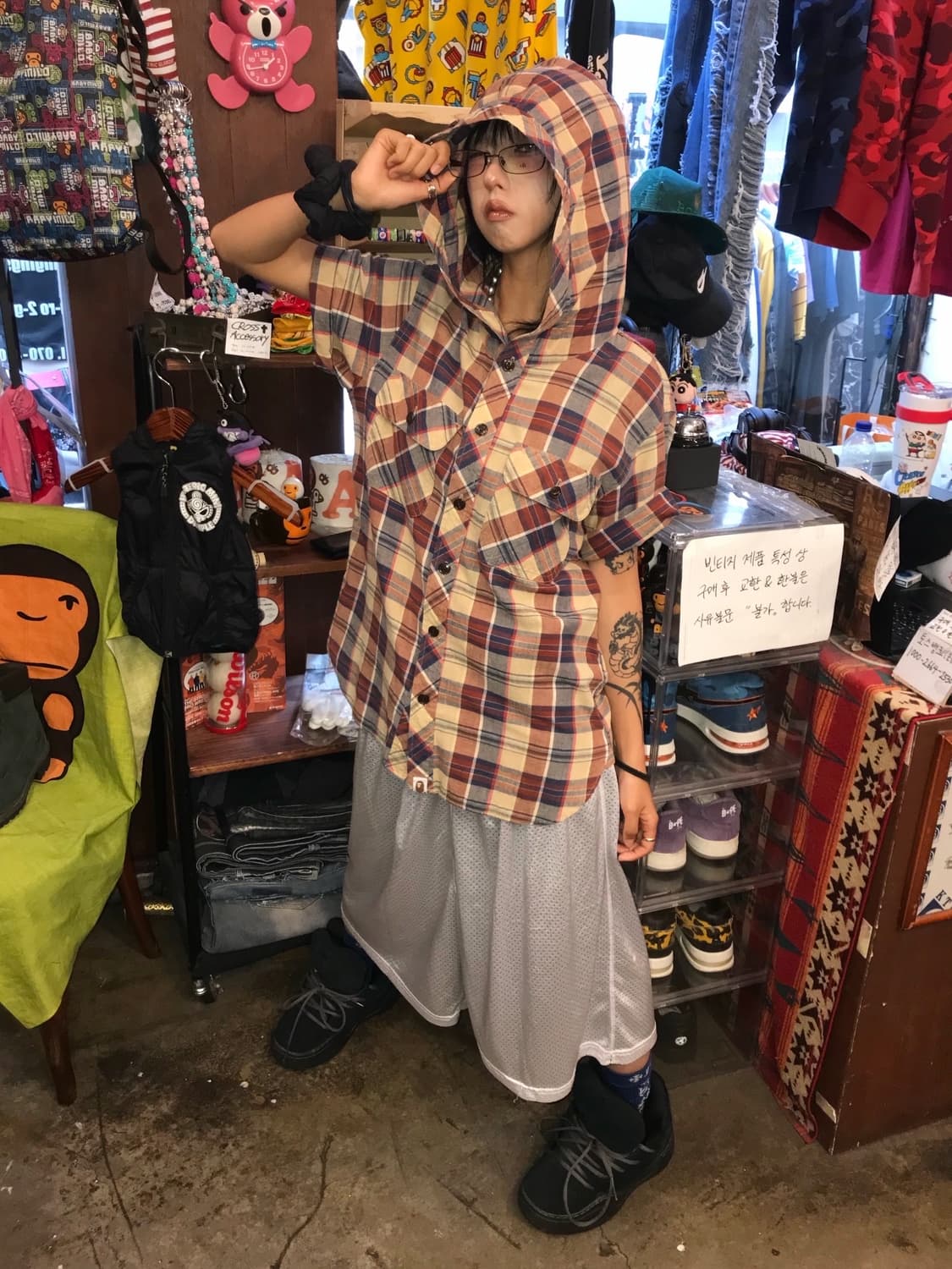 < Bape Check Pattern High Neck Hooded Ja 상품이미지2