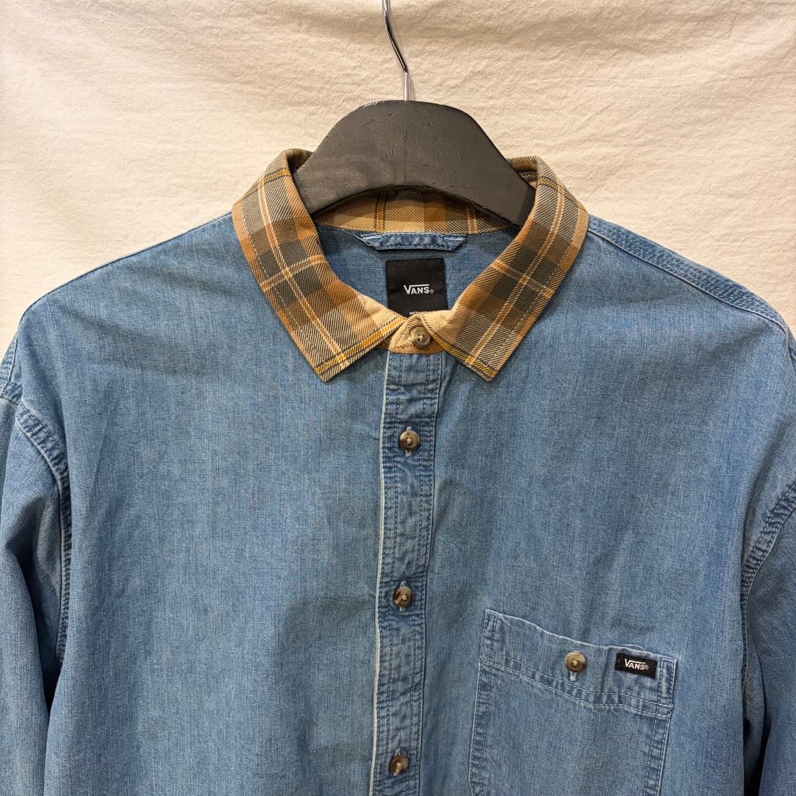 반스 데님 셔츠 남방 카라체크 청남방 상품이미지2
