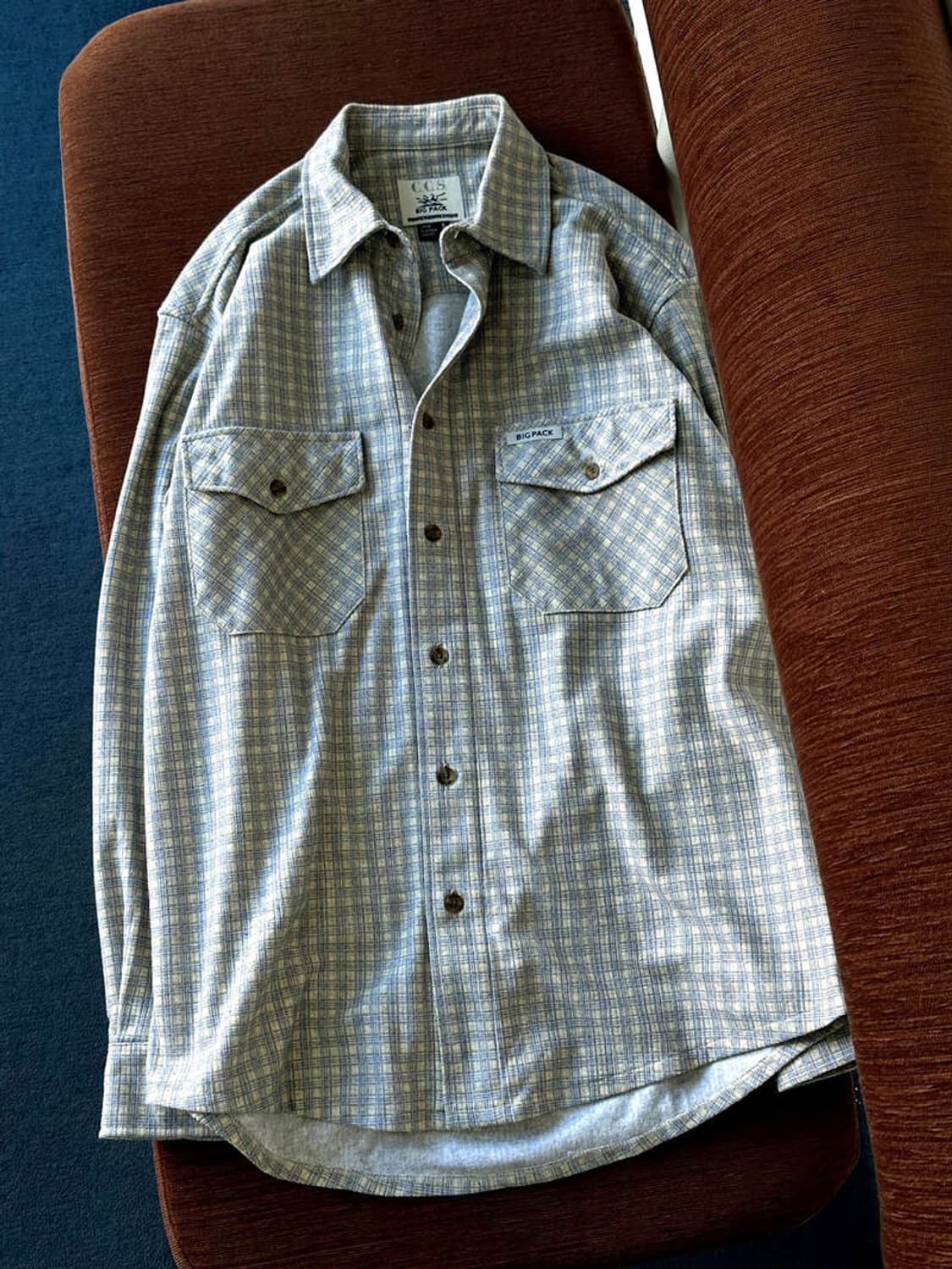 Poly nel woven check work shirt 상품이미지2