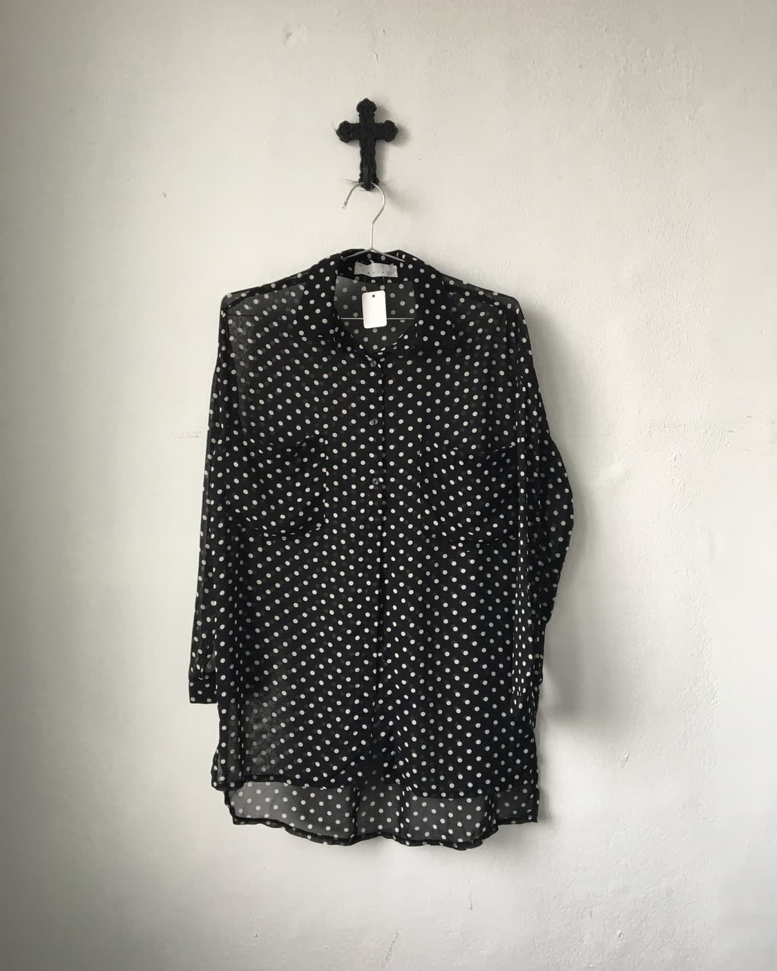 Dot pattern see through shirt 상품이미지2