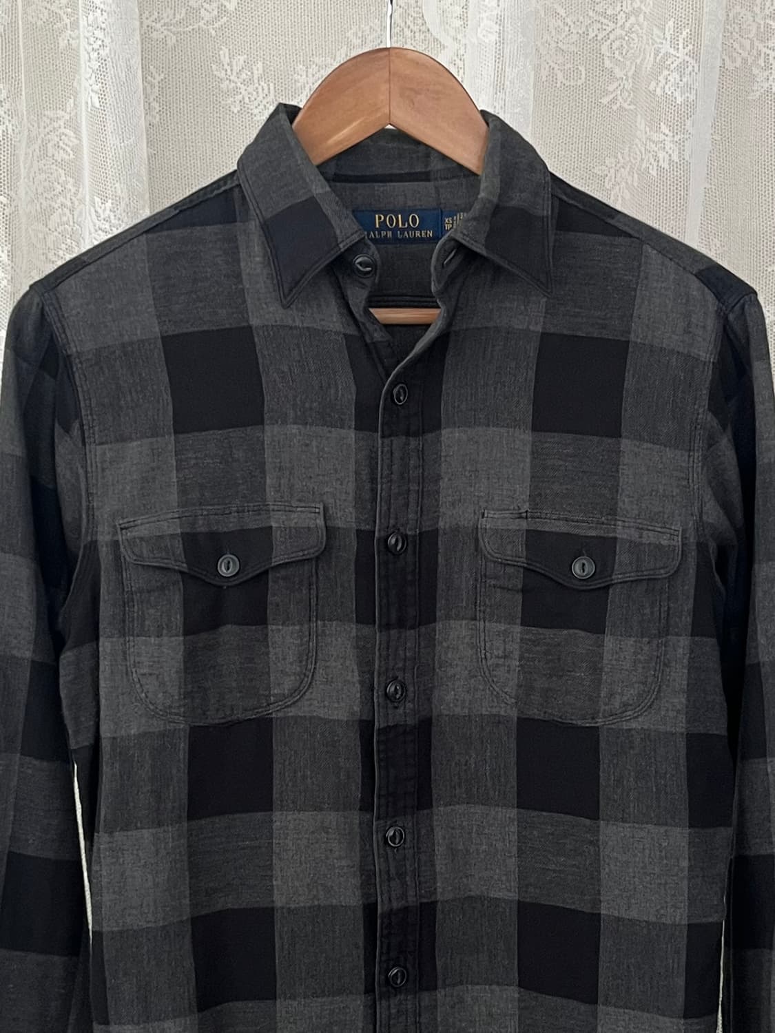 XS) 폴로 랄프로렌 이중지 체크 셔츠 차콜 상품이미지3