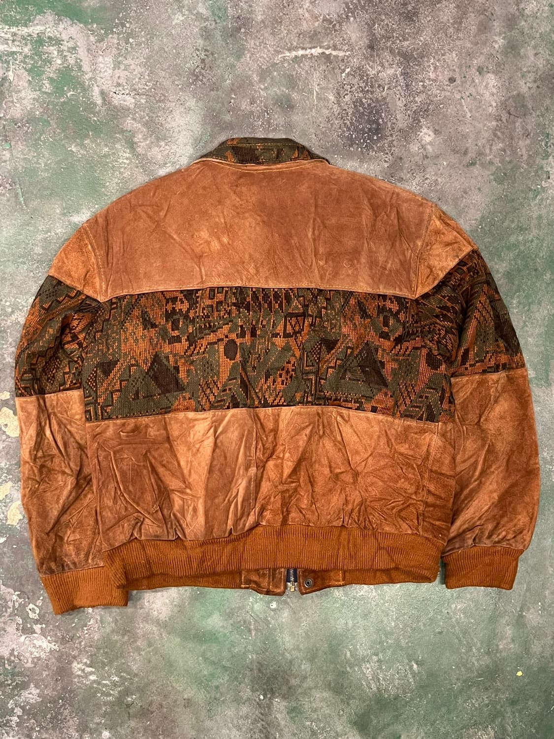 90's [XL] 빈티지 웨스턴 가죽 스웨이드 자켓 아즈텍 자카드 봄버 상품이미지7