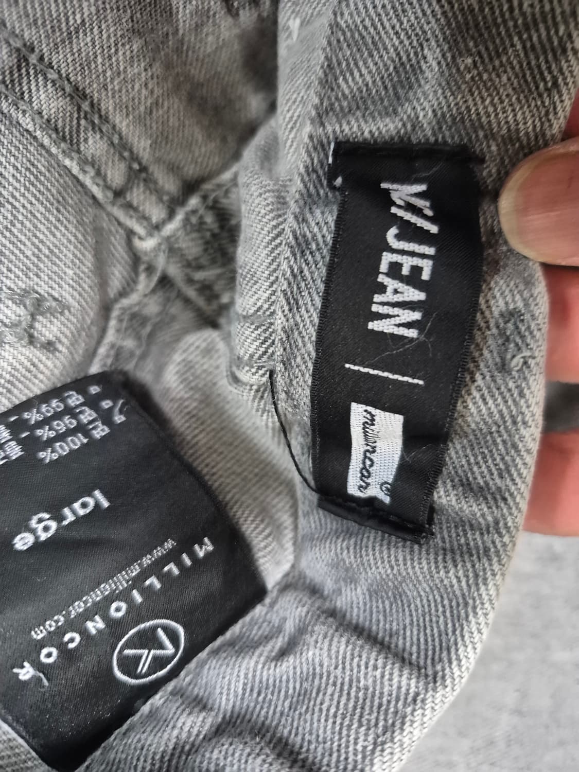 그레이 세미와이드 데님팬츠 상품이미지4