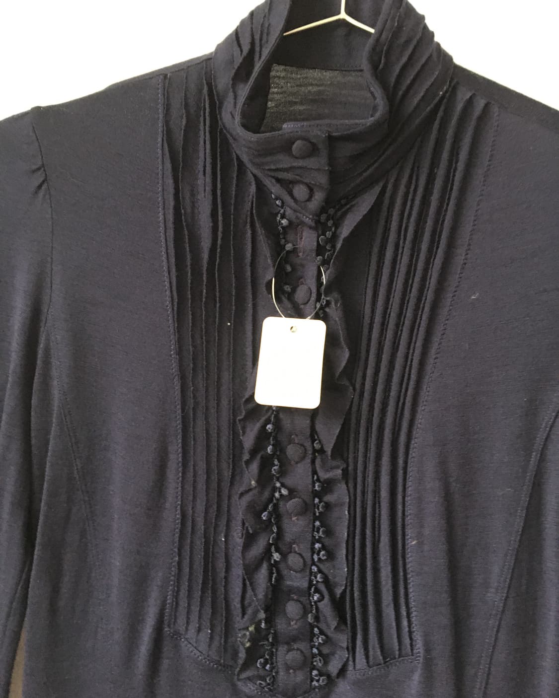 Frill point high neck navy sleeve 상품이미지5