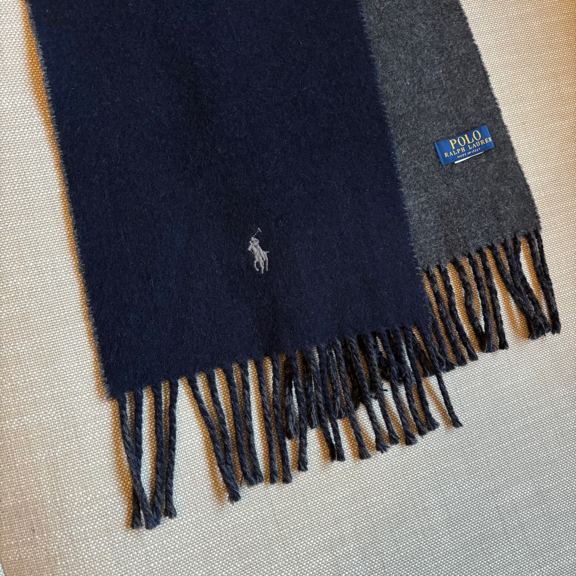 폴로 랄프로렌 양면 머플러 네이비/그레이 목도리 상품이미지3