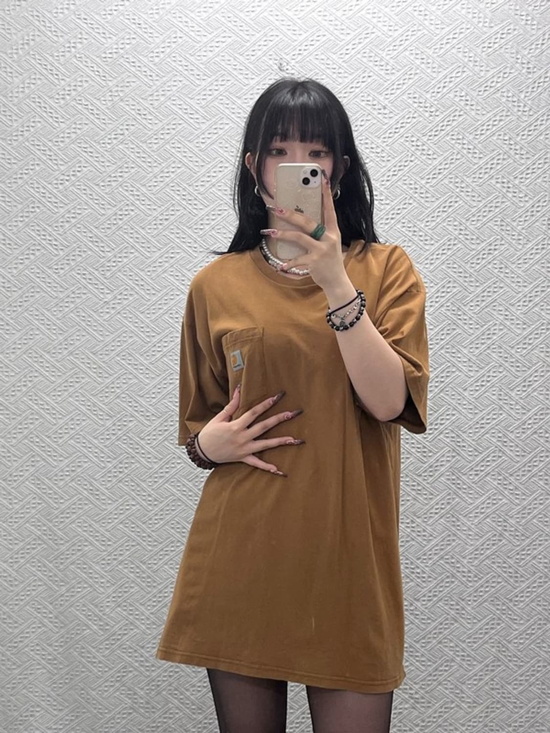 칼하트 빈티지 캐주얼 오트밀브라운 워크 반팔티 105 C11899 상품이미지2