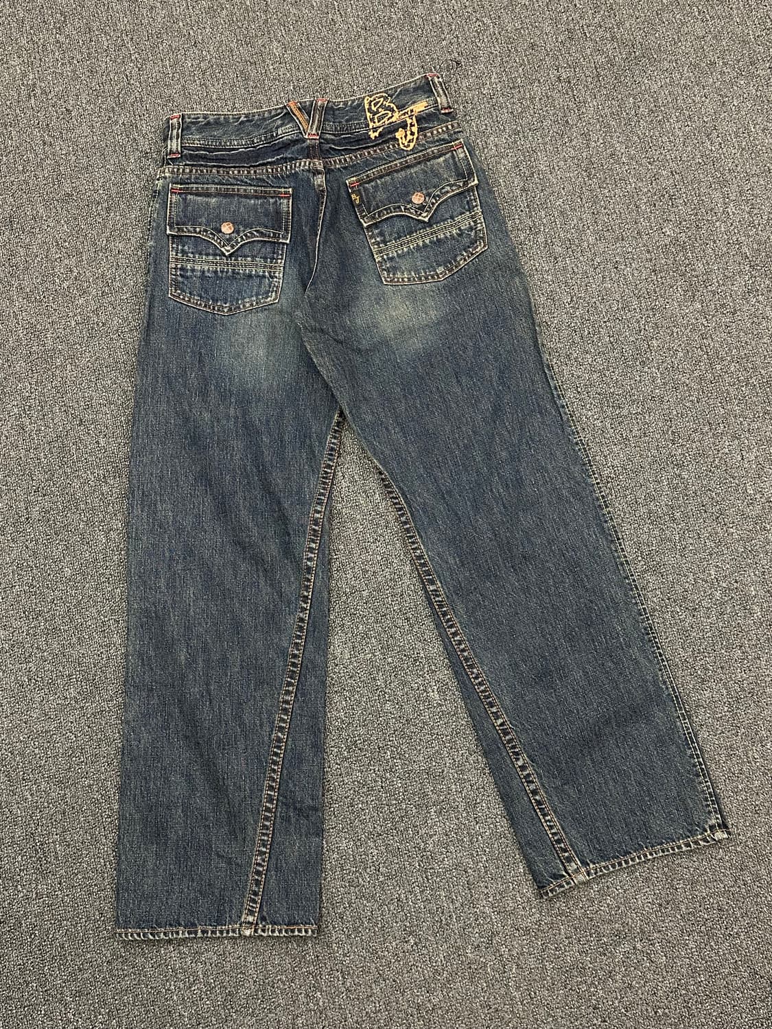 150)재패니즈 빈티지 여성 스티치 포켓 중청 데님팬츠 상품이미지1