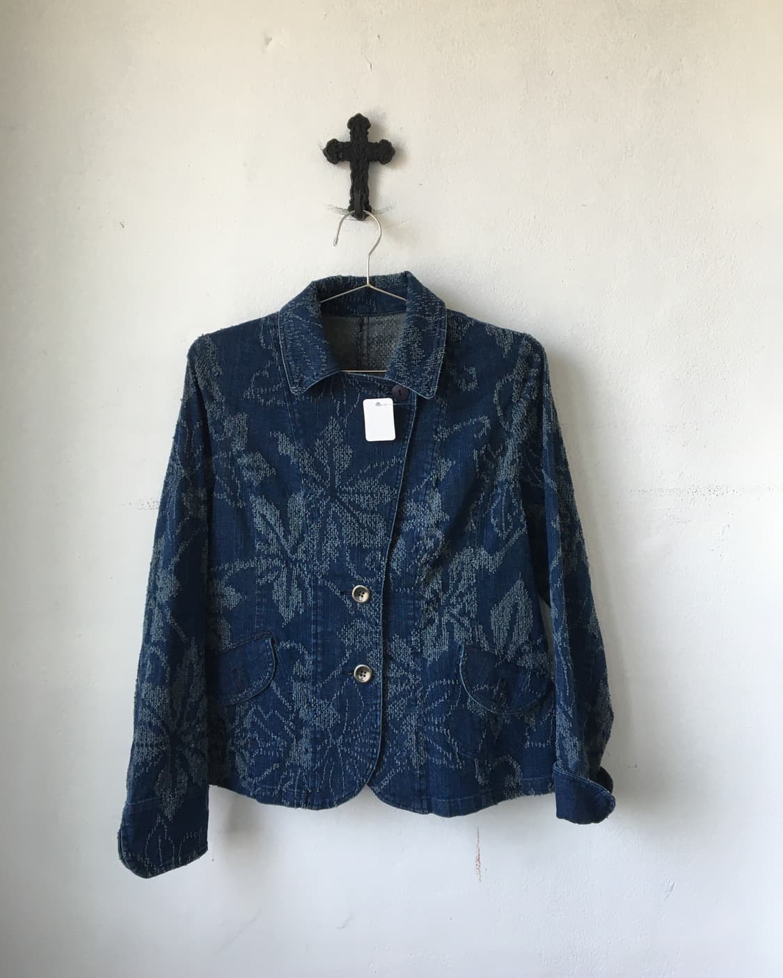 Leaf pattern point denim jacket 상품이미지2