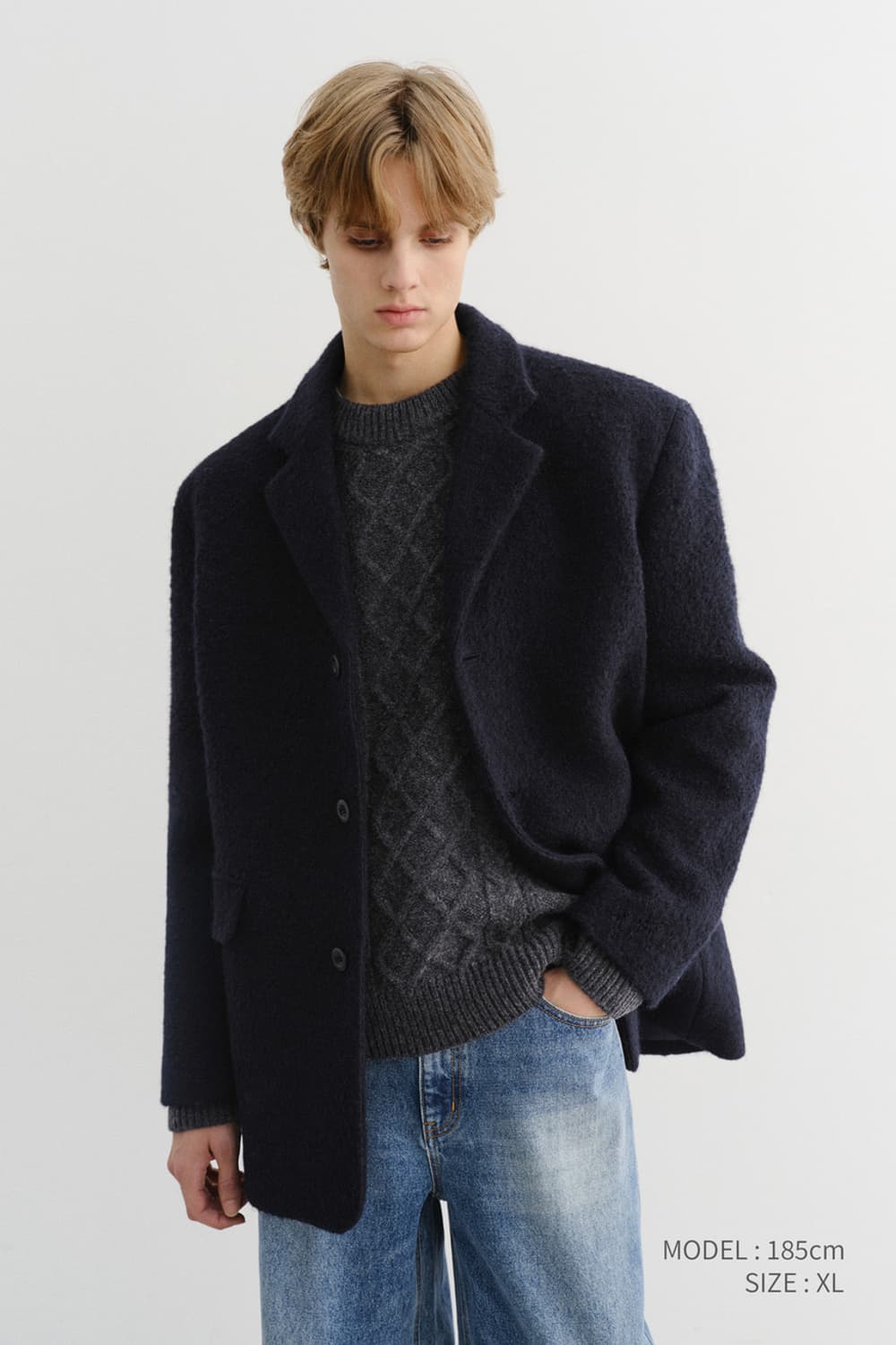 dunst UNISEX 3 BUTTON BOUCLE WOOL JACKET 상품이미지1