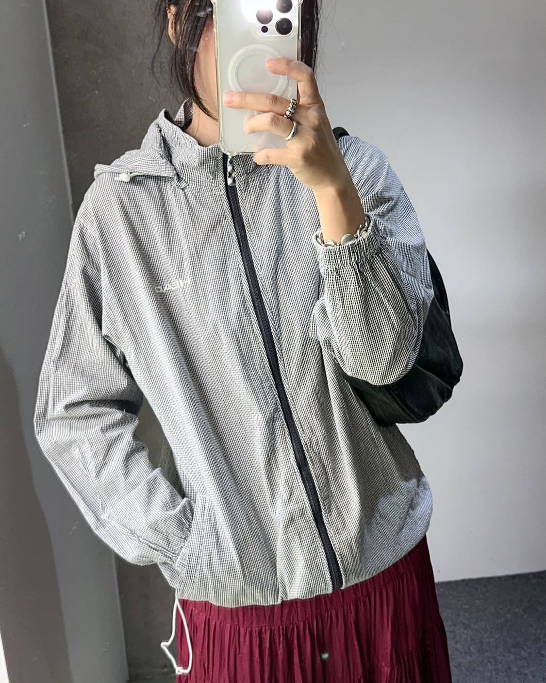 head mini check hood zip jacket 상품이미지5